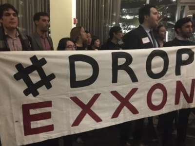 A #DropExxon protest by Harvard Law students, January 15, 2020.