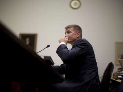 Erik Prince, founder of CEO of Blackwater, testifies before the House Oversight and Government Reform committee on Capitol Hill, on October 2, 2007 in Washington, D.C.