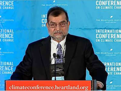Indur Goklany speaks at the Heartland Institute's 12th International Conference on Climate Change in this screenshot from a video on YouTube.