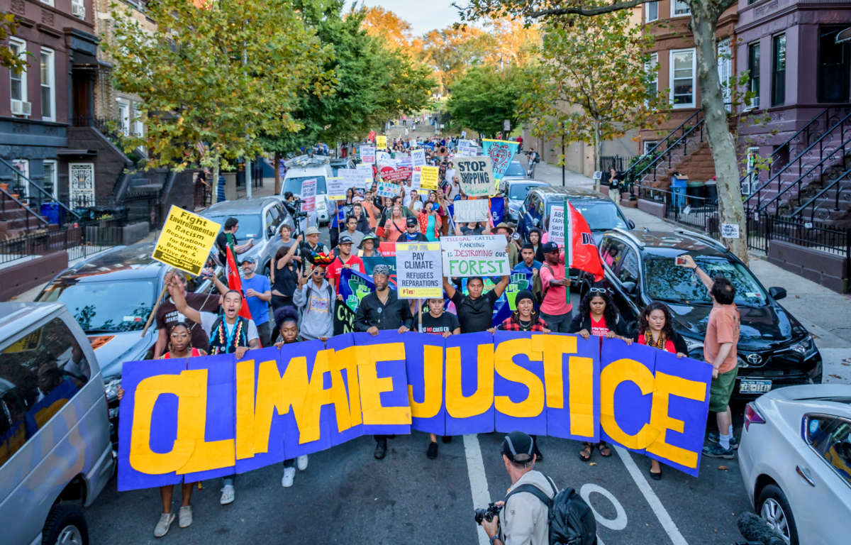 People march as part of the global strike day organized by Earth Strike on September 27, 2019, in Brooklyn, New York.