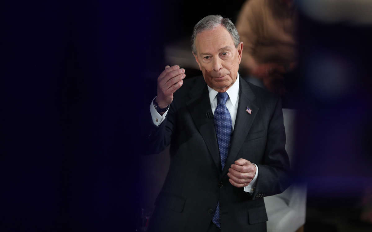 Former New York City mayor Mike Bloomberg speaks during a Fox News town hall held at the Hilton Performing Arts Center at George Mason on March 2, 2020, in Manassas, Virginia.