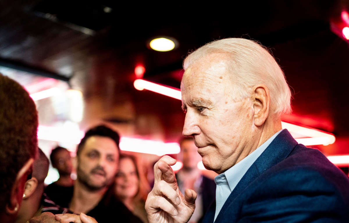 Former Vice President Joe Biden meets California voters at Roscoe's House of Chicken and Waffles in Los Angeles, California, on March 3, 2020.