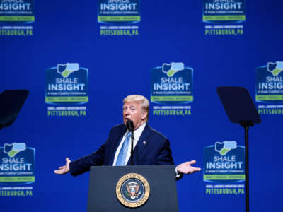 President Trump speaks during the 9th Shale Insight Conference at the David L. Lawrence Convention Center on October 23, 2019, in Pittsburgh, Pennsylvania.