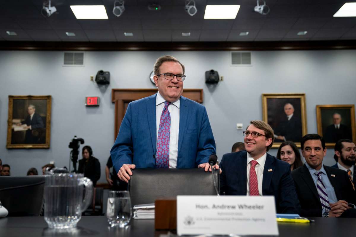 Andrew Wheeler, Administrator of the U.S. Environmental Protection, arrives for a House Appropriations Committee hearing in the Rayburn House Office Building on March 4, 2020, in Washington, D.C.