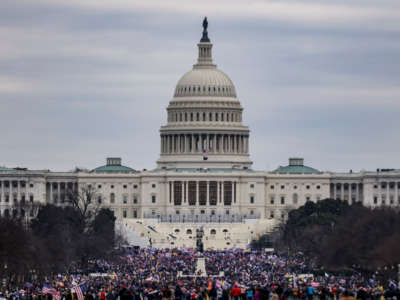 Supporters of President Trump surround the U.S. Capitol following a rally on January 6, 2021, in Washington, D.C.