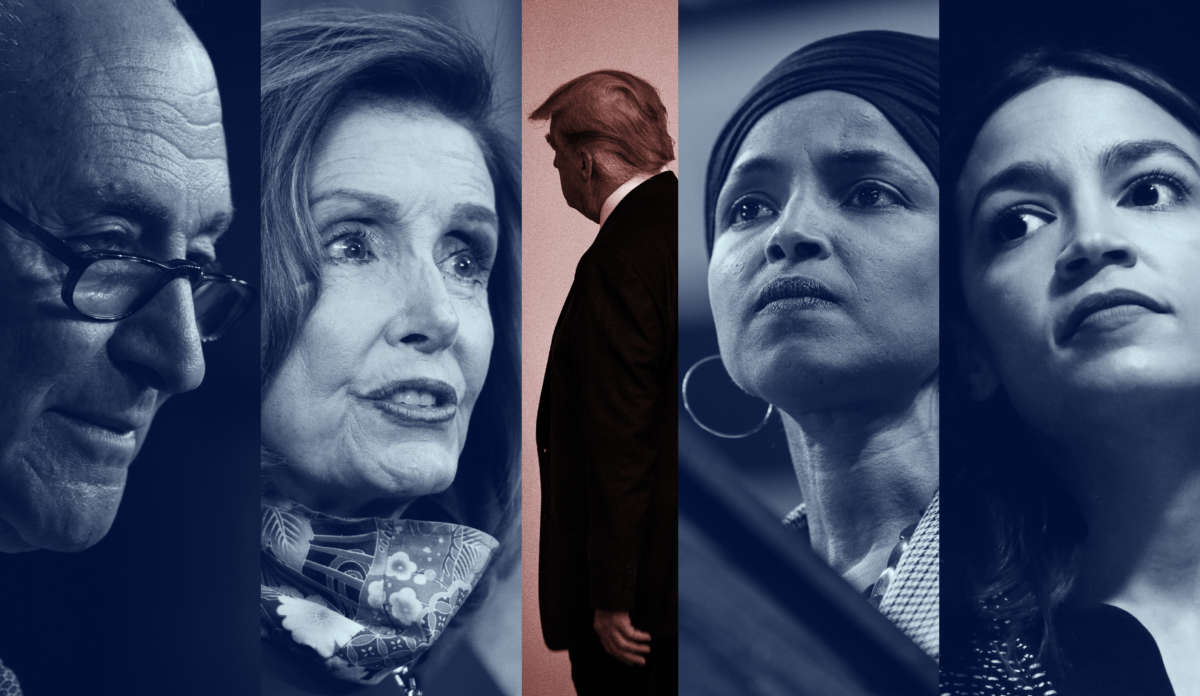Sen. Chuck Schumer, Sen. Nancy Pelosi, President Donald Trump, Rep. Ilhan Omar, Rep. Alexandria Ocasio-Cortez