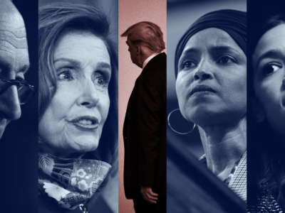 Sen. Chuck Schumer, Sen. Nancy Pelosi, President Donald Trump, Rep. Ilhan Omar, Rep. Alexandria Ocasio-Cortez