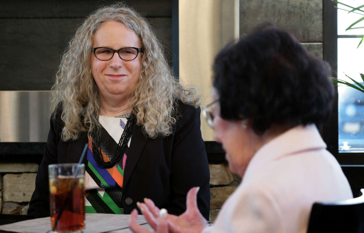 Rachel Levine, MD, physician general for the state of Pennsylvania, is seen dining in Harrisburg, Pennsylvania, on May 16, 2016.