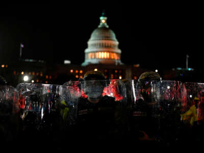 Members of the D.C. National Guard are deployed outside of the U.S. Capitol in Washington D.C. on January 6, 2021.