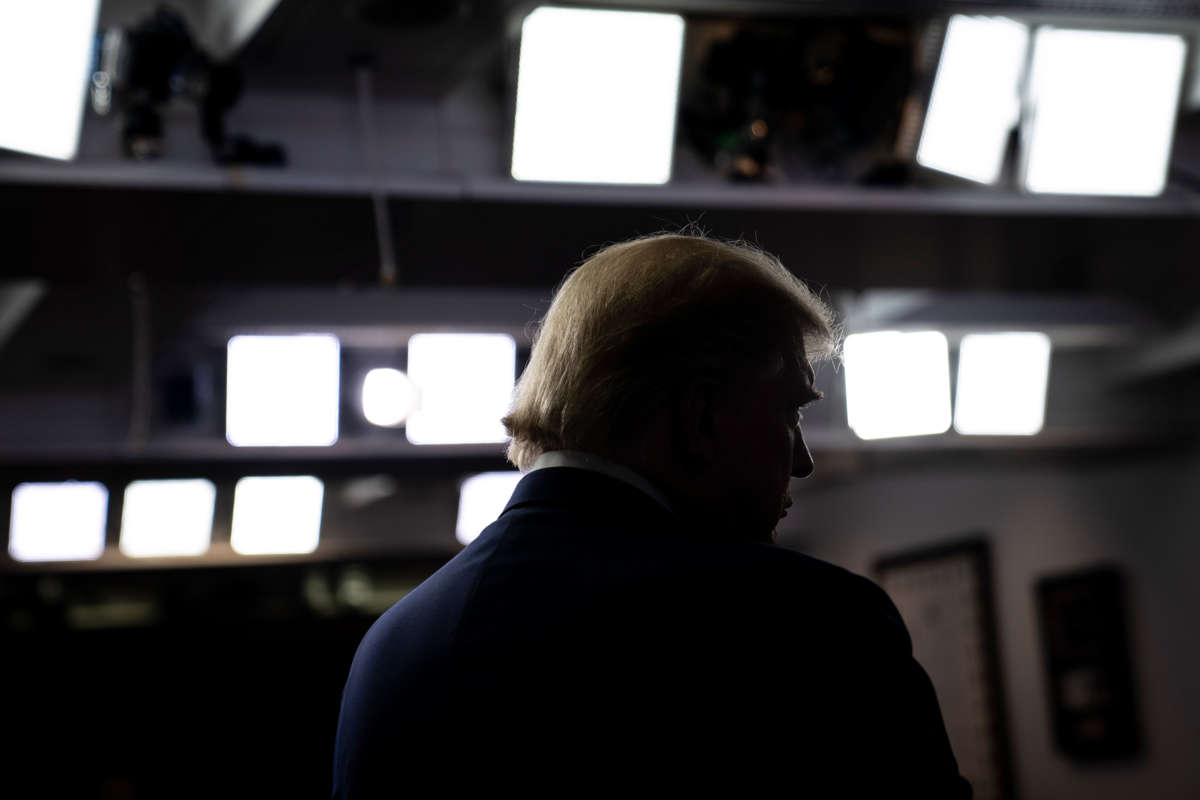 President Trump listens during a press briefing with members of the White House Coronavirus Task Force on April 4, 2020, in Washington, D.C.