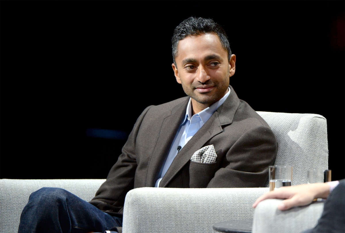 Venture capitalist Chamath Palihapitiya speaks onstage during "The State of the Valley: Where’s the Juice?" at the Vanity Fair New Establishment Summit at Yerba Buena Center for the Arts on October 19, 2016, in San Francisco, California.