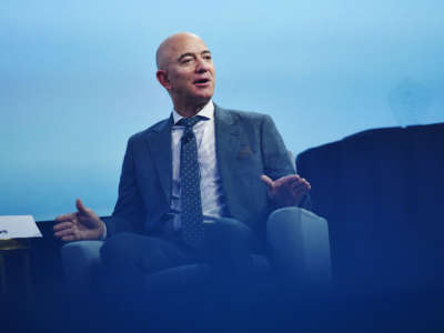 Jeff Bezos speaks during the the 70th International Astronautical Congress at the Walter E. Washington Convention Center in Washington, D.C. on October 22, 2019.
