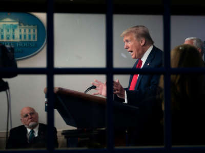 President Trump speaks during the daily briefing on COVID-19 in the Brady Briefing Room of the White House on April 17, 2020, in Washington, D.C.