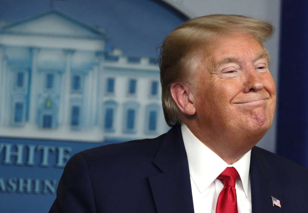 President Trump speaks at the daily coronavirus briefing at the White House, April 20, 2020, in Washington, D.C.