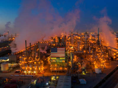 An aerial view shows Marathon Petroleum Corp's Los Angeles Refinery, the state's largest producer of gasoline, as oil prices have cratered with the spread of the coronavirus pandemic on April 22, 2020, in Carson, California.