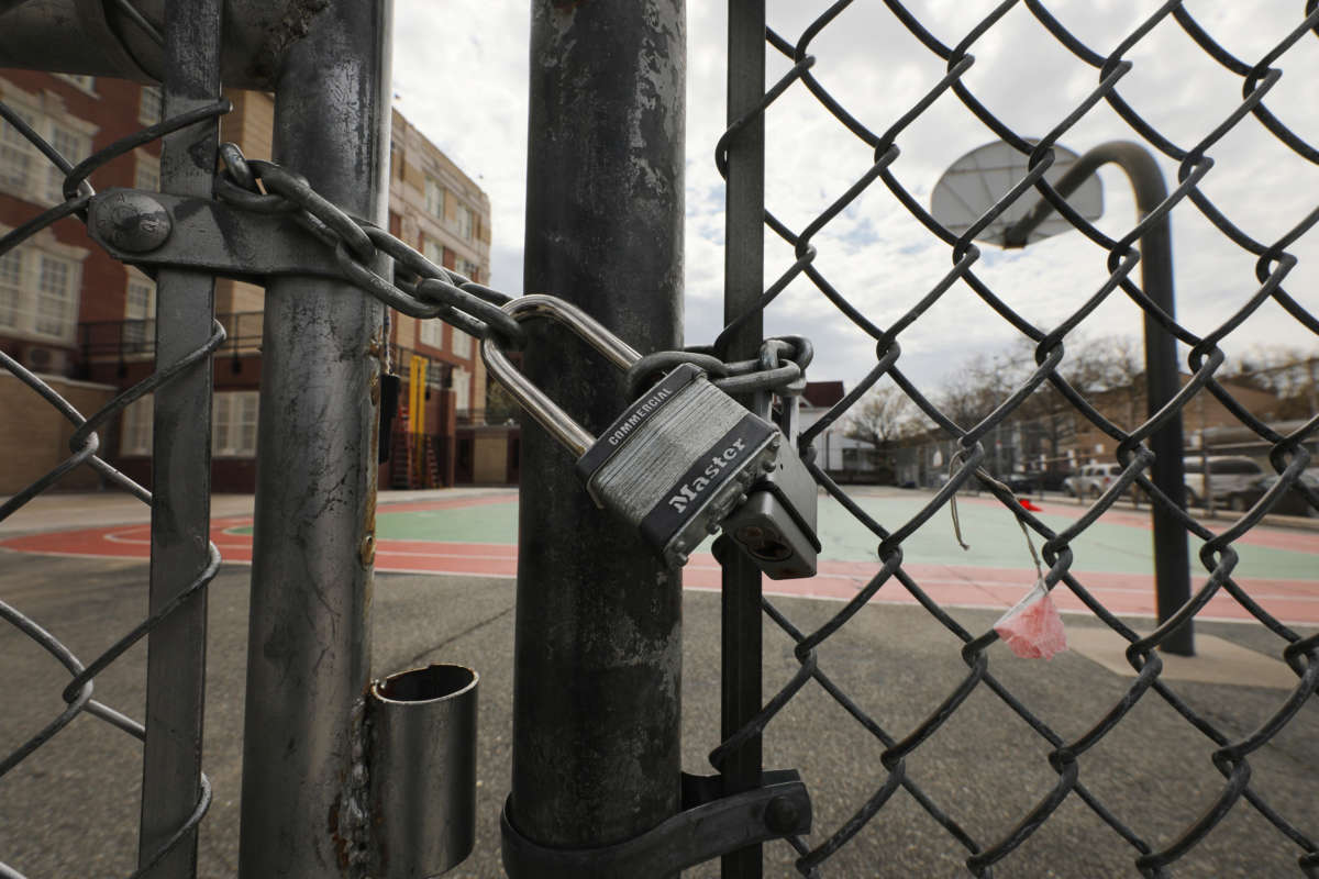 A public school stands closed on April 14, 2020 in the Brooklyn borough of New York City.