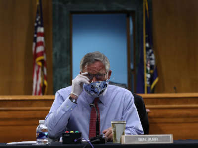 Sen. Richard Burr attends a Senate Health, Education, Labor and Pensions Committee hearing on Capitol Hill on May 12, 2020, in Washington, D.C.