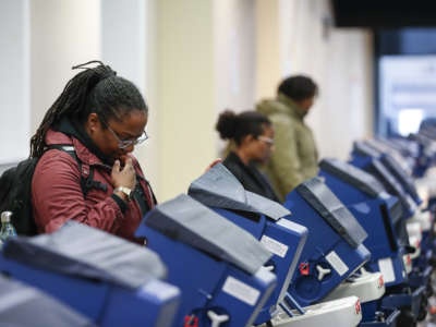 A Chicago voter votes