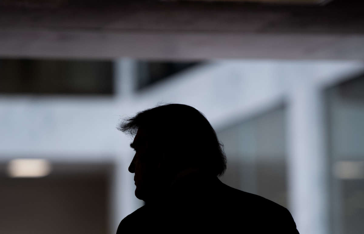 A silhouette of Donald Trump