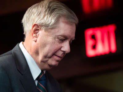 Sen. Lindsey Graham conducts a news conference in the Capitol on March 25, 2020.