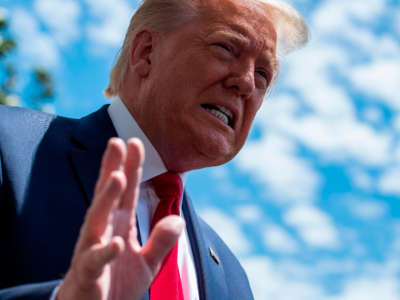 President Trump speaks to the press before departing the White House, on May 30, 2020, in Washington, D.C.