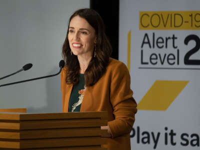 New Zealand's Prime Minister Jacinda Ardern takes part in a press conference about COVID-19 at Parliament in Wellington on June 8, 2020. New Zealand has no active COVID-19 cases after the country's final patient was given the all clear and released from isolation, health authorities said on June 8.