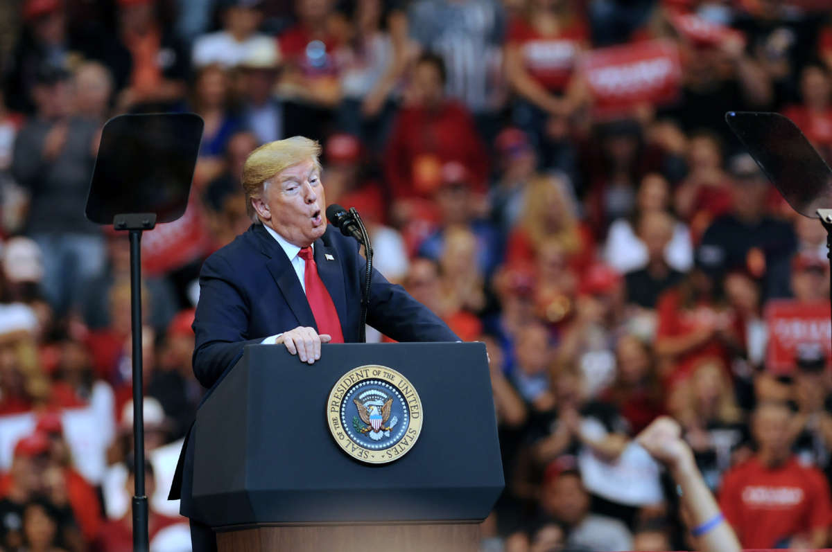 President Trump speaks during the Florida Homecoming rally at the BB&T Center, November 26, 2019.