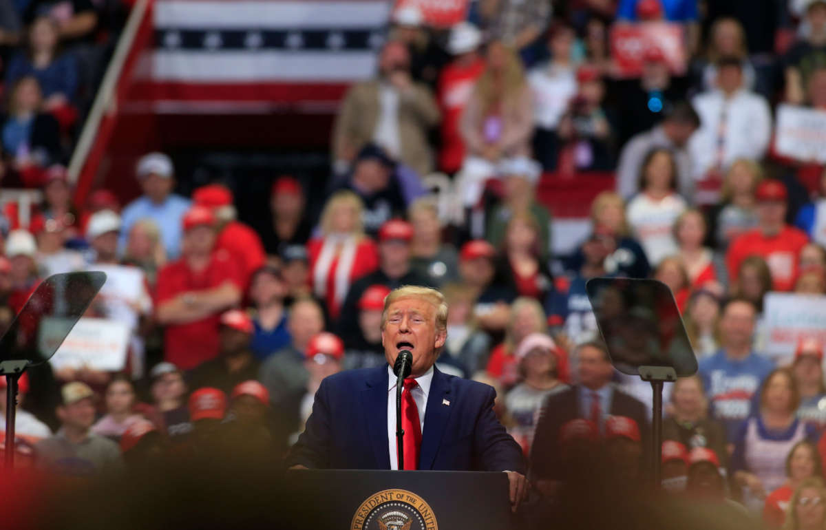 President Trump speaks to supporters during a rally on March 2, 2020, in Charlotte, North Carolina.