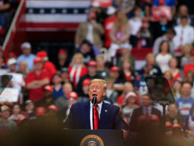 President Trump speaks to supporters during a rally on March 2, 2020, in Charlotte, North Carolina.