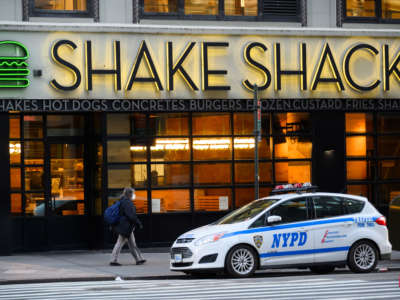 A view outside Shake Shack in Herald Square on May 13, 2020, in New York City.