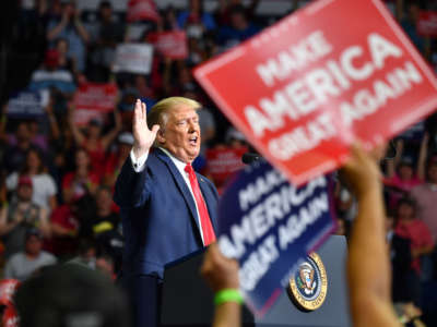 President Trump speaks during a campaign rally at the BOK Center on June 20, 2020, in Tulsa, Oklahoma.