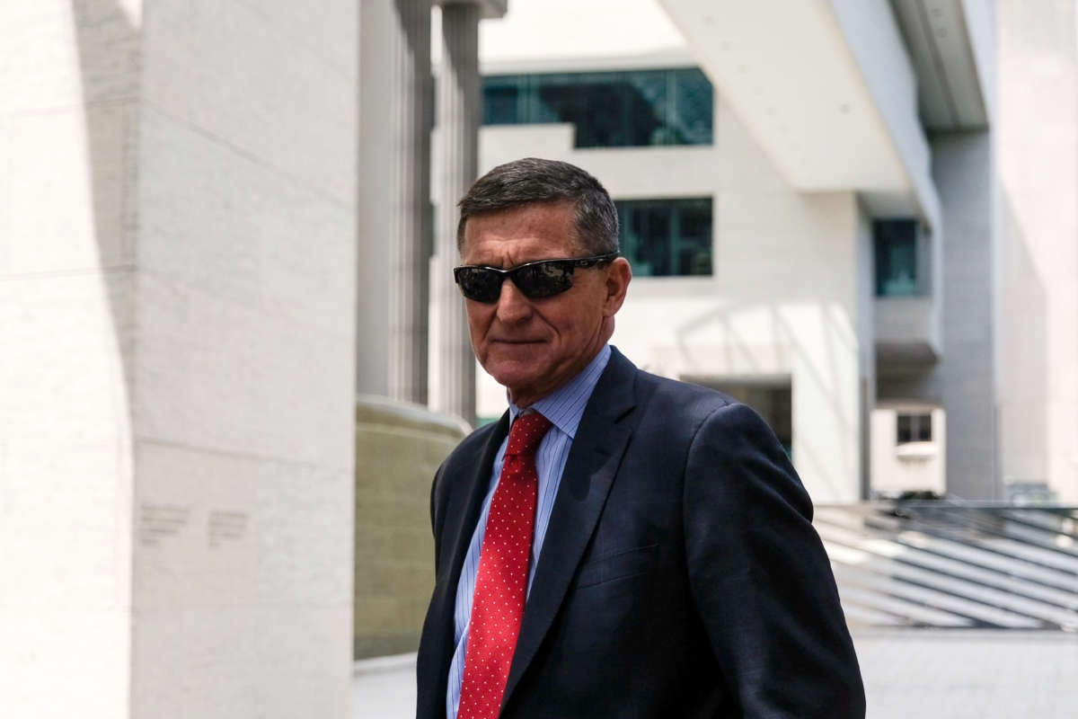 President Trump’s former National Security Adviser Michael Flynn leaves the E. Barrett Prettyman U.S. Courthouse on June 24, 2019, in Washington, D.C.