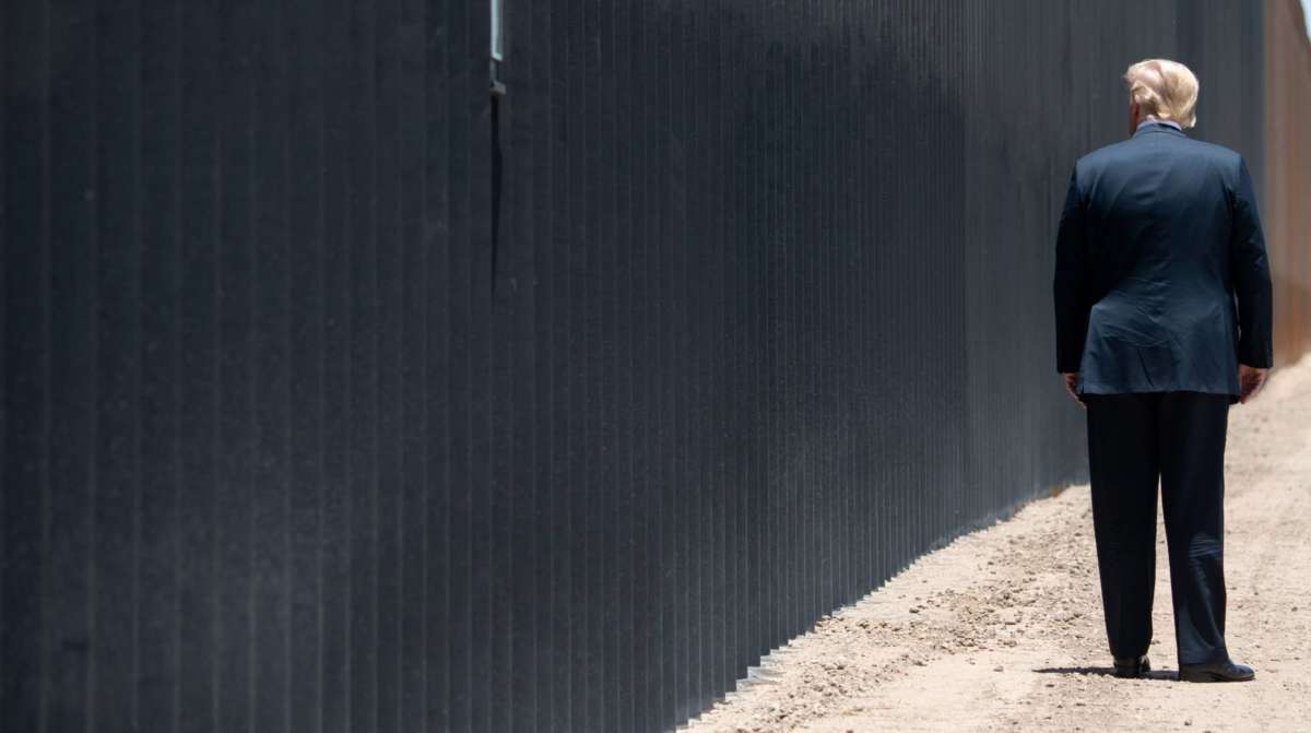 Donald Trump participates in a ceremony commemorating the 200th mile of border wall at the international border with Mexico in San Luis, Arizona, on June 23, 2020.