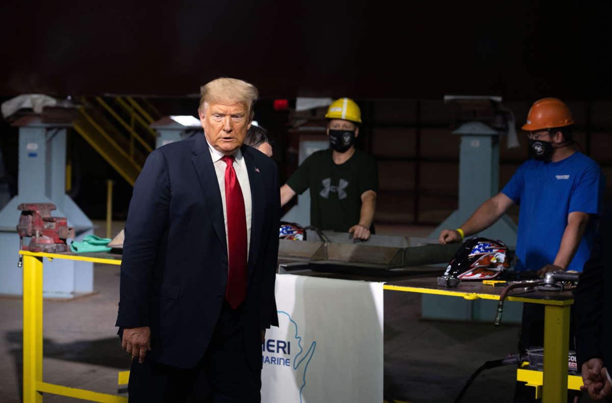 President Donald Trump tours Fincantieri Marinette Marine in Marinette, Wisconsin, June 25, 2020.