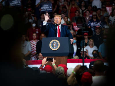 President Trump speaks during a rally at the Bank of Oklahoma Center on June 20, 2020, in Tulsa, Oklahoma.