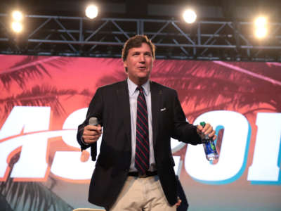 Tucker Carlson speaks at the 2018 Student Action Summit hosted by Turning Point USA at the Palm Beach County Convention Center in West Palm Beach, Florida, December, 2018.