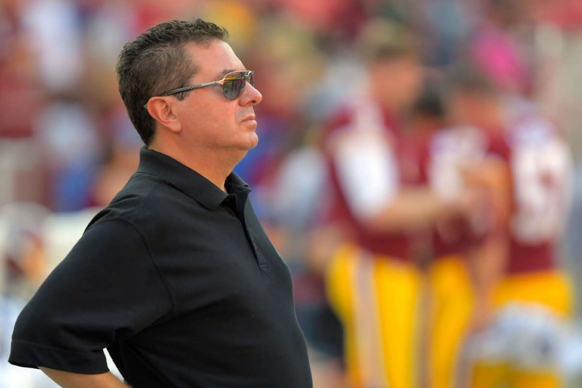 Washington NFL team owner Dan Snyder is seen on the field before a game at FedExField in Landover, Maryland, August 19, 2017.