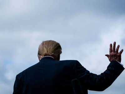 President Trump walks to board Marine One and depart from the South Lawn of the White House on July 10, 2020, in Washington, D.C.