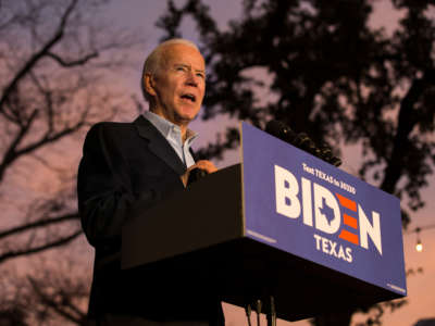 Former Vice President Joe Biden speaks at a community event while campaigning on December 13, 2019, in San Antonio, Texas.