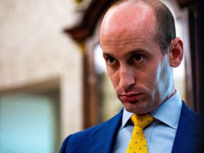 White House Senio­r Advis­er Steph­en Mille­r looks on in the Oval Office of the White House in Washington D.C., on July 15th 2020.