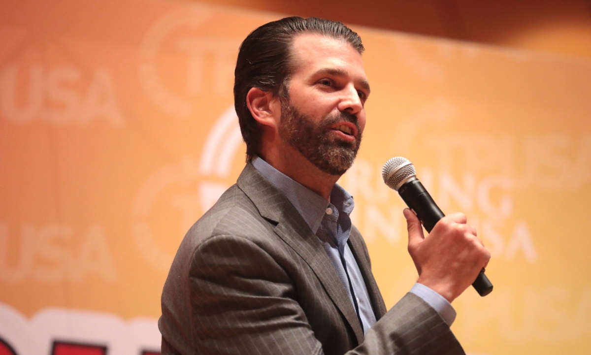 Donald Trump Jr. speaks at the University Center for the Arts at Colorado State University in Fort Collins, Colorado, October 22, 2019.