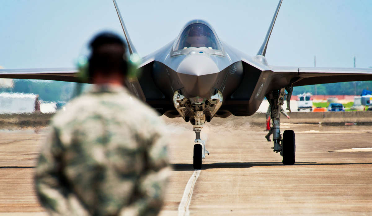 U.S. Air Force F-35 Lightning II joint strike fighter at Eglin Air Force Base, Florida, July 14, 2011.