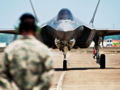U.S. Air Force F-35 Lightning II joint strike fighter at Eglin Air Force Base, Florida, July 14, 2011.