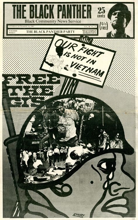 Illustration by Emory Douglas on cover of The Black Panther, September, 1969
