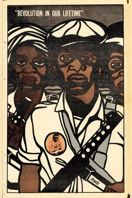 Illustration by Emory Douglas for the Black Panther titled: Our People’s Army Should Be Built Up into a Revolutionary Force, April 18. 1970