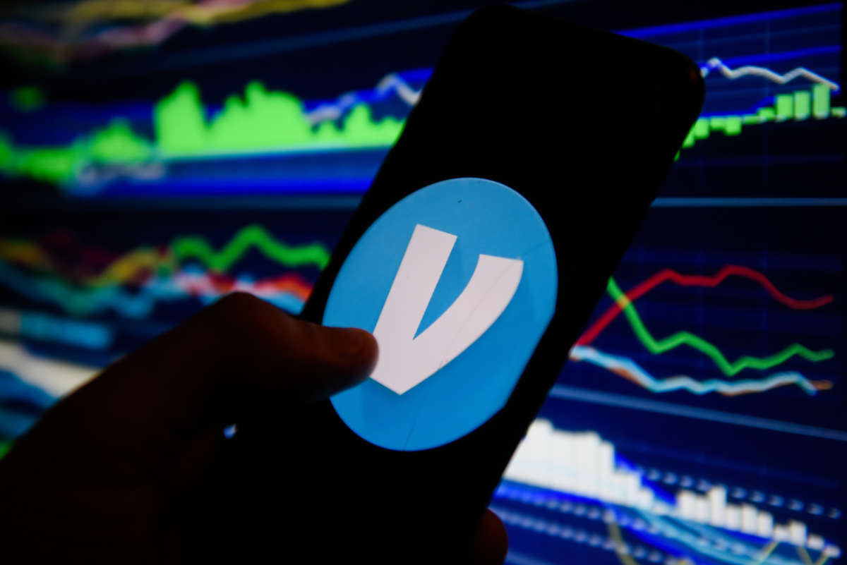 The Venmo logo is seen displayed on an Android mobile phone.