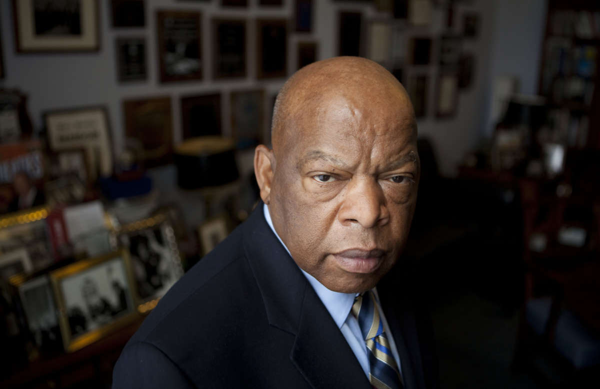 Congressman John Lewis is photographed in his offices in the Canon House office building on March 17, 2009, in Washington, D.C.