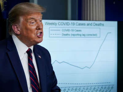President Trump speaks during a news conference in the James Brady Press Briefing Room of the White House on August 4, 2020, in Washington, D.C.