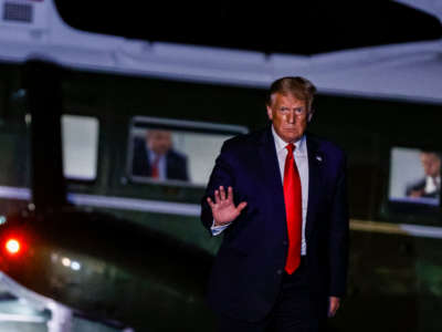 President Trump arrives at the White House in Marine One on August 9, 2020, in Washington, D.C.