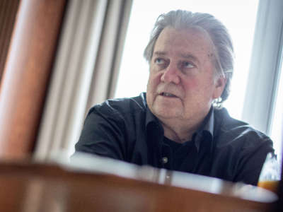 Steve Bannon, former advisor to the President Trump, sits for an interview at Hotel Adlon in Berlin, Germany, on May 5, 2019.